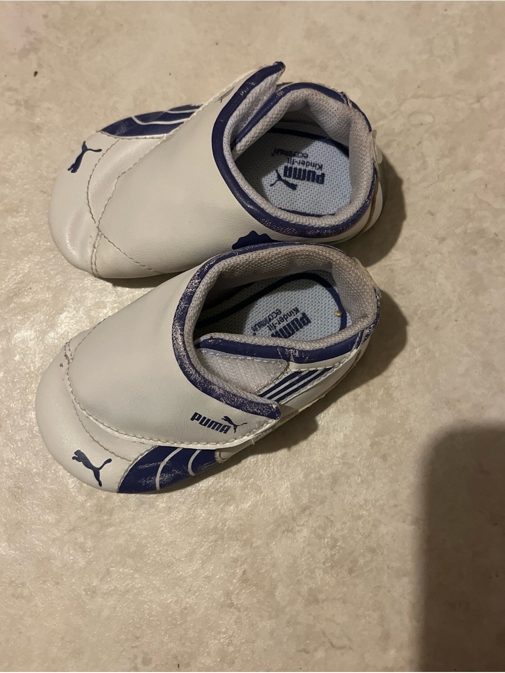 Puma White and Blue Toddlers Velcro Sneakers